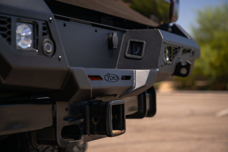 Ford Super Duty F-350 Bumper - Rear - Addictive Desert Designs - Stealth Fighter - Hammer Black with Satin Black Panels - `23-`26